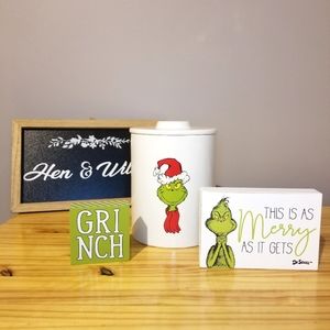Grinch Cookie Jar and decor lot